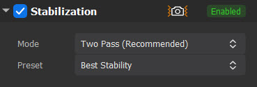 Enable Stabilization feature